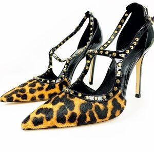 Michael Michael Kors Studded Leopard Hair-Calf Heels | Luxury Leather Stilettos